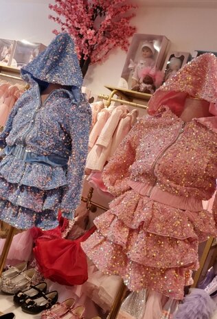 Setje voor meisjes roze glitter Luxe 