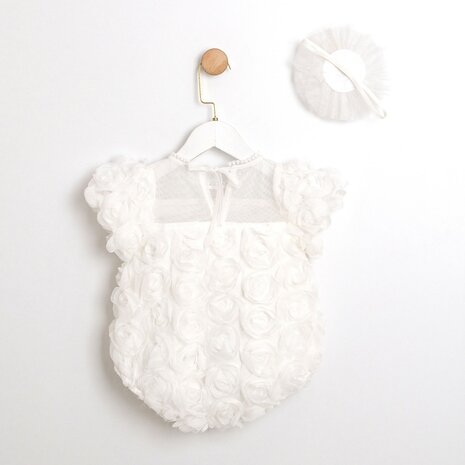 Flower romper ivoor 