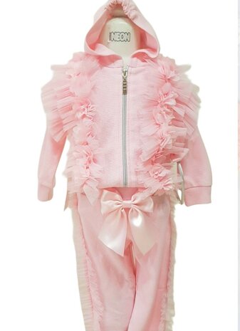 Jogging set ruffle roze 