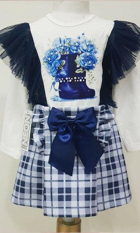 Setje top en rok kaplaarsjes blauw Neon Kids 