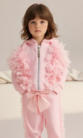 Jogging set ruffle roze 