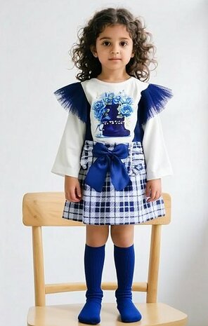 Setje top en rok kaplaarsjes blauw Neon Kids 