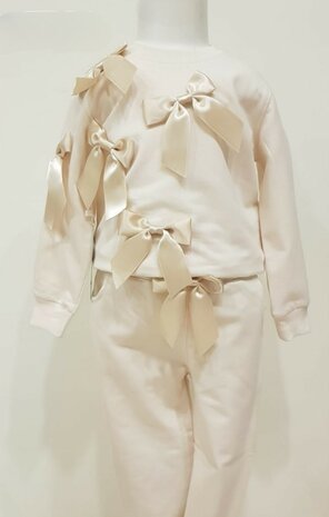 Jogging set strik beige