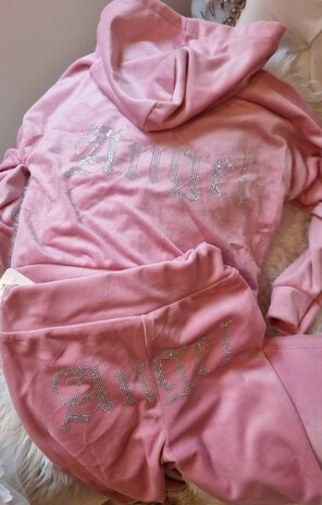 Velourse jogging set 0ud roze Angel 