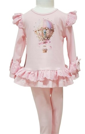 Neon setje tuniek met broek roze luchtballon 