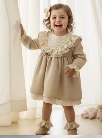 Baby jurk Beige Cammelia lange mouw 