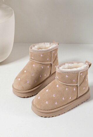 WinterBoots beige met hartjes 