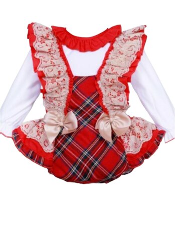 Baby gril tartan frilly romper met top  