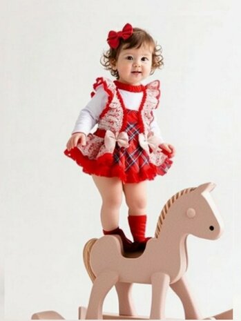 Baby gril tartan frilly romper met top  