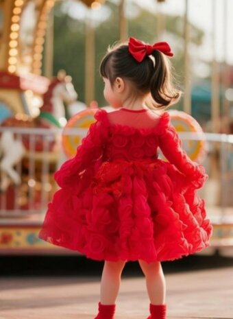 Red Roses luxe jurk handgemaakt  