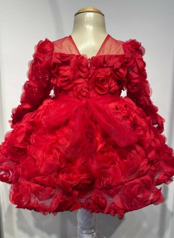 Red Roses luxe jurk handgemaakt  