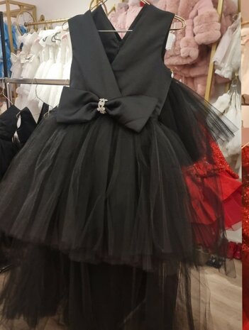 Zwarte Kinder galajurk met sleep 