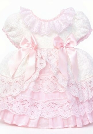 kanten jurk roze wit 