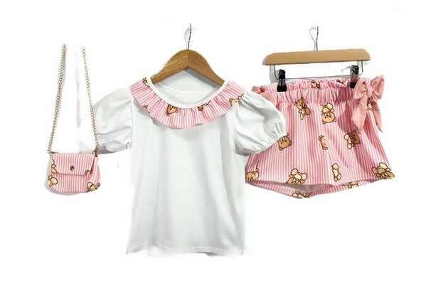 3 delige set roze beertje 86-152