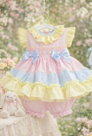 lente jurk rainbow  met broekje rainbow