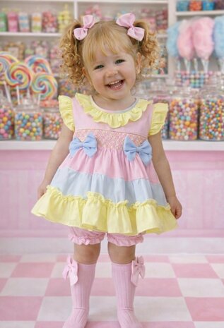 lente jurk rainbow  met broekje rainbow