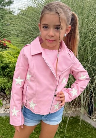 Roze vegan leren sterrenjack