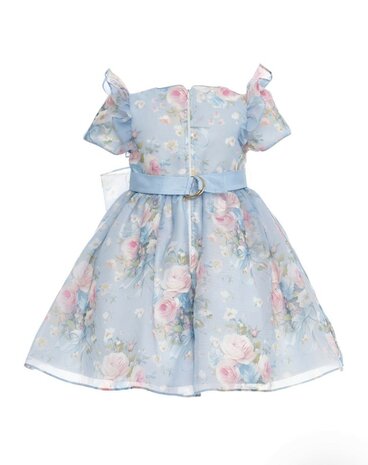 Meisjes Bloemen jurk blauw met haarband 