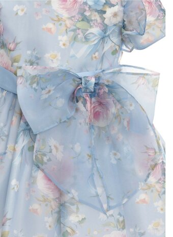 Meisjes Bloemen jurk blauw met haarband 