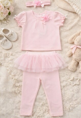 setje roze compleet met haarband 