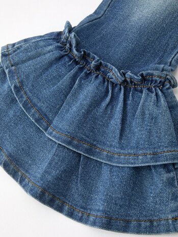 Flairpants Meisjes denim boek met ruches en uitlopende pijpen
