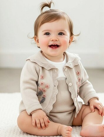 Ultra zachte Cardigan set Beige Little flower 