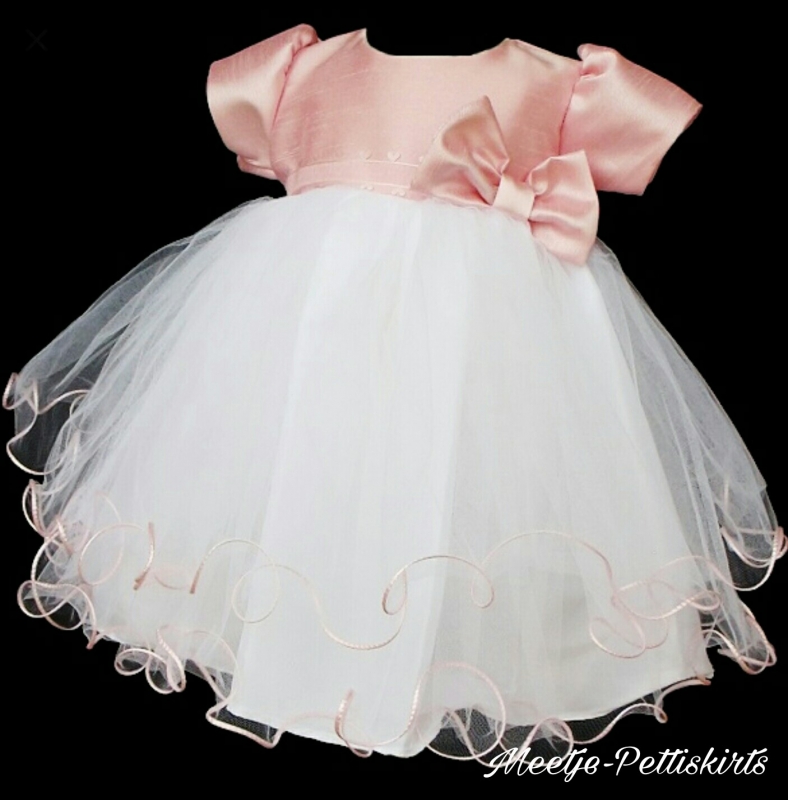 Thermisch spijsvertering Maken Baby jurk met glitter tule Ivoor Roze - meetje-pettiskirts