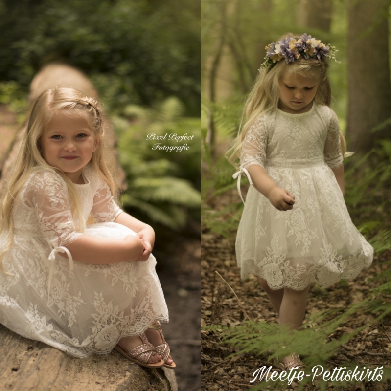 Prachtige bruiloft feestjurk voor bloemenmeisje meetje pettiskirts