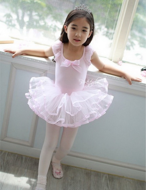 Balletpakje pink bow elegant maat 110-152. - meetje-pettiskirts