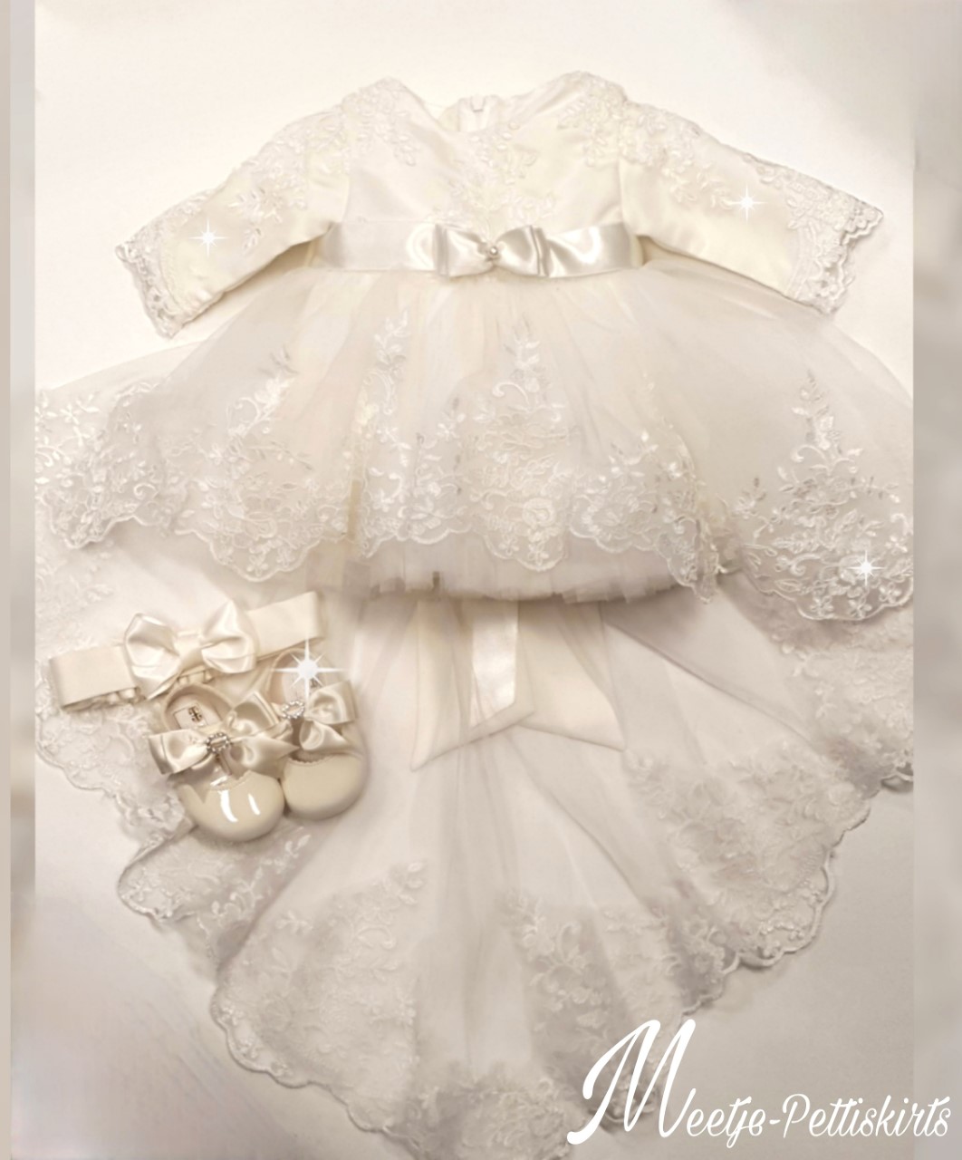 Kleding Meisjeskleding Babykleding voor meisjes Jurken Doopjurk doopjurk doopjurk rompertje met afneembare rok doopjurk kanten jurk 