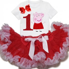 Petticoat Verjaardagset Peppa Big nummer 1 tm 6 jaar 