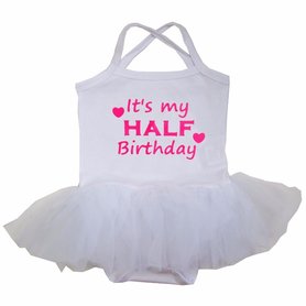 baby tutu jurkje Wit  It's My half Birthday