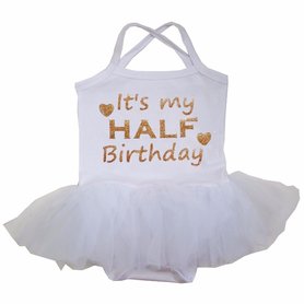 baby tutu jurkje Wit Goud  It's My half Birthday