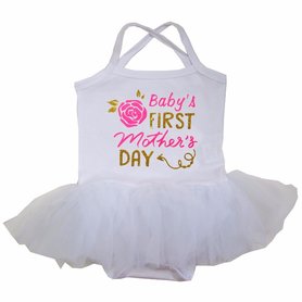 baby jurk romper tutu My 1st  baby Mother's Day wit longsleeve
