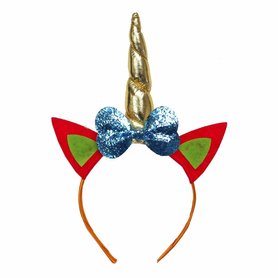 Unicorn diadeem blauwe strik 