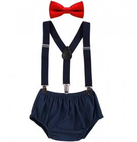 Cake smash setje Jongen blauw rood strik