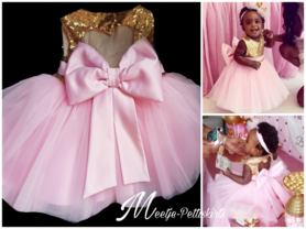 feestjurk Goud Roze Luxe Grote Strik maat 56 tm 176 