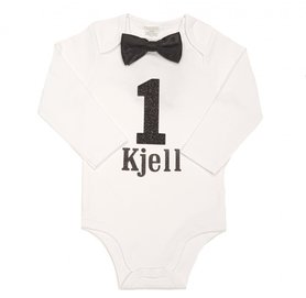 verjaardagsromper Cake smash Romper Jongen Met Naam Zwart Wit 