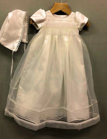 Lange doopjurk Classic met bijpassende mutsje 