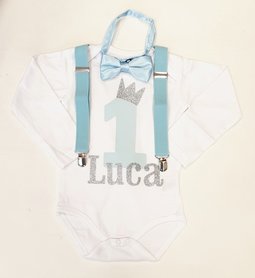 verjaardagsromper Cake smash Romper Jongen Met Naam Korte of lange mouw 