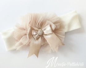 Baby haarbandje champagne ivoor luxe 
