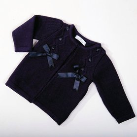 Vestje Baby Meisje knit Luxe blauw Satijnen strik New   