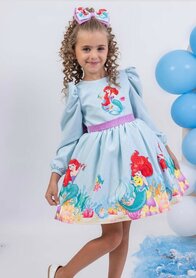 Zeemeerminnen jurk lange mouw met haarstrik 