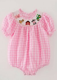 Farm Pink Smocking geborduurde romper voor meisjes