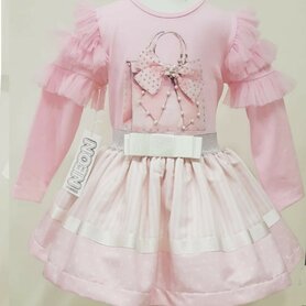 Neon Setje top en rok fashion bag pink