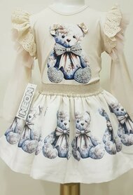 Neon setje top en rok beer beige blauw 