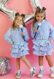 Setje voor meisjes blauw glitter 
