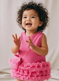 Baby jurk tulle fuchsia met tasje 