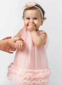 Baby jurk tulle fuchsia met haarband