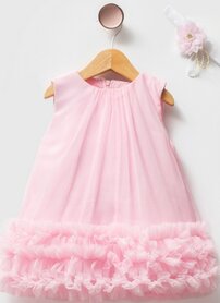 roze baby jurk tule met haarband